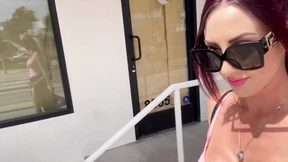 Artemisia, LA Stroll with Huge Italian MILF Boobs Bursting in Pink Lingerie