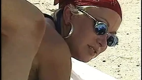 Lusty Leather-Wrapped Slutt rides Young Stud's Desert Hard Rod