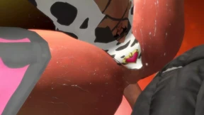 Anime Cow Milk Girl Gets Fucked Standing up in a Sex Cage Show
