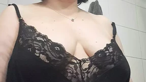 Brushing teeth and wet tits of mature milf