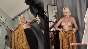 Blonde with Huge Tits Trying on Clothes in Mall Milf Without Panties in Fitting Room Blonde with Huge Tits Trying on Clothes in Mall Milf Without Panties in Fitting Room