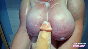 Shower Toy between my Big Soapy Boobs (bbw amateur milf wife homemade mature big saggy tits) Shower Toy between my Big Soapy Boobs (bbw amateur milf wife homemade mature big saggy tits)