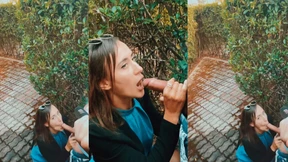 Public park blowjobs, hairy balls, and cum swallow - naughty&#x1F608; teen cocksucking adventures