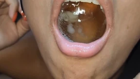 Making a pool of piss and cumming inside her mouth