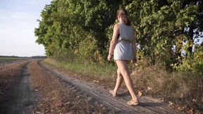 Walking Outdoors And Flashing Ass Under Skirt