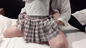 It feels so good that I can't stop shaking my hips Cowgirl in a cute high school girl uniform Pierced from below and vaginal cum shot as it is Personal shooting Blow Cunnilingus