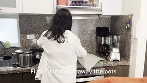 Stepsister and I Seduce in the Kitchen as Husband Sleeps in Bed