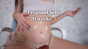 Pregnant belly! 20 weeks! I smear it with cream! Fantasy