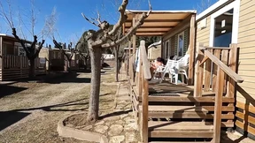 Outdoor Blowjob in a Camping on the Terrace While Sipping