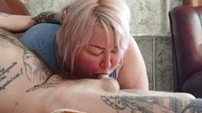 neighbor sucks my hard cock and gets a portion of hot cum in her mouth