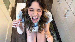 He came in my mouth while I had floss stuck in my braces!