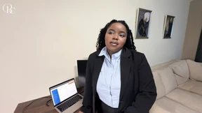 Ebony Secretary Gets a Promotion Through a Tiny Hole in Her Skirt