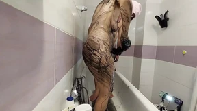 Amateur Couple Takes Bath, Wife Hairy Pussy, Big Ass, Big Tits