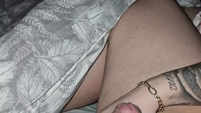 Step mom hand slip on step son balls squeezing them hard