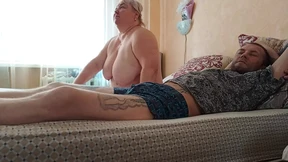 Mother-in-law does a deep cock sucking