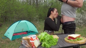 BTS: Camping Blowjob and Cum Swallow