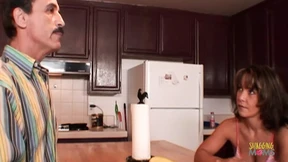 The neighbor engages in a sexual encounter with a promiscuous brunette while her husband's absence The neighbor engages in a sexual encounter with a promiscuous brunette while her husband's absence