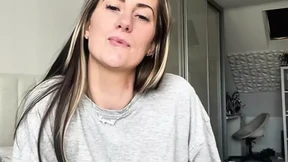 British MILF JOI stroking herself and shaking her big ass in lingerie
