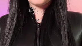 Dominant British goth in leather teases your cock and tells you what to do