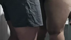 Step son pulled out his dick and fuck step mom on edge of the bed