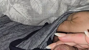 Step son pulled out his dick making step mom handjob him