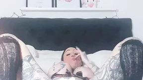 Schoolgirl cums hard with dildo