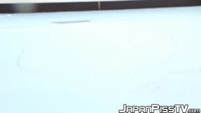 Japanese teen peeing until the whole floor is wet