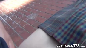 Japanese schoolgirl pounded outdoors after sucking cock