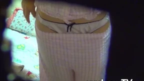 Horny Japanese girl touches her tits and masturbates alone