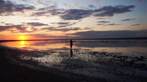Walk on Red Sunset of Elton Salt Lake