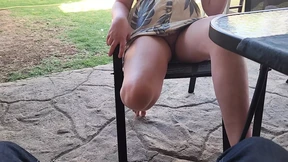 Hot Blonde Flashing Her Pussy While I Watch and Jerk off