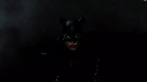 Katwoman Gets Her Pussy and Mouth Stuffed in Wild Prison Threesome