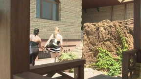 After training, 2 girlfriends are horny and lick each other!
