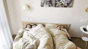 Morning Cuckold, Fucking MILF Blonde in Bed Wife Beside