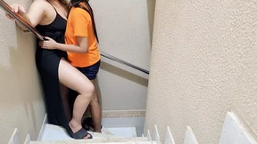 Lesbians hot sex on the stairs Lesbians hot sex on the stairs