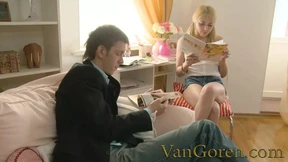 Blonde student gets big fat cock in the ass and mouth