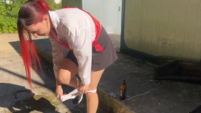 I caught my neighbor's daughter, a graduate, drinking and punished her with a bottle in her ass I caught my neighbor's daughter, a graduate, drinking and punished her with a bottle in her ass