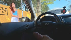 Risky handjob on the street    Beautiful woman saw my cock 