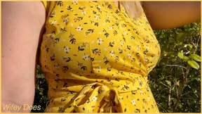 Hot blonde wifey rocks summer dress, braless and flaunting golden locks like a porn star Hot blonde wifey rocks summer dress, braless and flaunting golden locks like a porn star