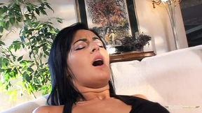 Pierced black-haired beauty gets pleasure from his large cock&#x1F346;