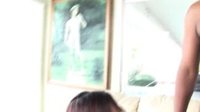 Young petite babe slobbers on cock&#x1F346; and gets hammered like a raw meat slab