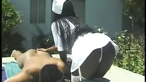 Poolside Nurse Seduces Suave Black Man in Stockings for Sultry Sex Session Poolside Nurse Seduces Suave Black Man in Stockings for Sultry Sex Session