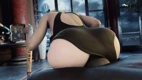 Rich femme artist saves fat hurt behind gigantic grotesque dildo