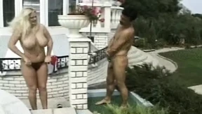 French femme fatale satisfies massive manhood amidst lush greenery: backdoor bash awaiting