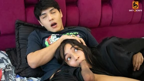 I Suck&#x1F61C; My Cock&#x1F346; While Watching TV with My Stepsis