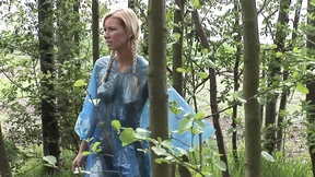 Fair-haired woman bangs two masked dudes in deserted terrain