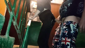 Double penetration between tights, girl swallows cum, asshole licked