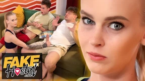 Raw college cutie devours dual cocks, initial time, tight anus, threesome