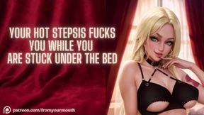 Stepsister's sloppy slobber session under the bed, ASMR audio filth fest -