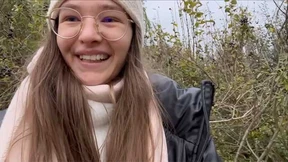 Teeny tiny princess&#x1F478; drenches grass with massive twat juice
